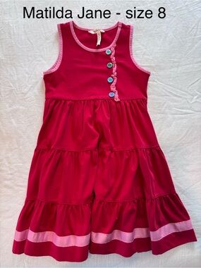 Matilda Jane Girls' Red Tiered Dress - Size 8